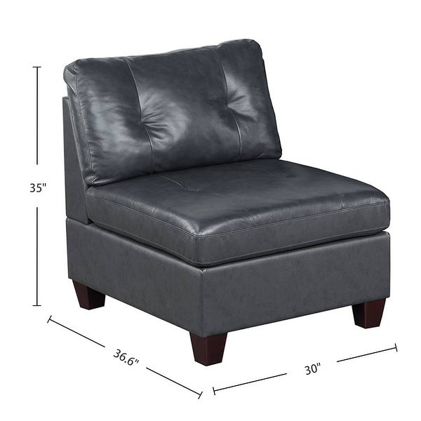 Genuine Leather Upholstered Modular Armless Chair with Tufting Design