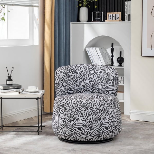 SEYNAR Modern Glam Upholstered Swivel Accent Chair with Black Metal Base