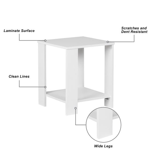 Saint Birch Miami White Wood Grain End Table (Set of 2)