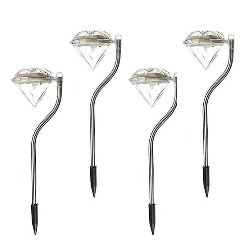 4pcs Outdoor Led Path Lamp Diamond Lights Solar Power Night Lights Flower Lamp Home Garden Fence Light Yard Lawn Decoration Gift