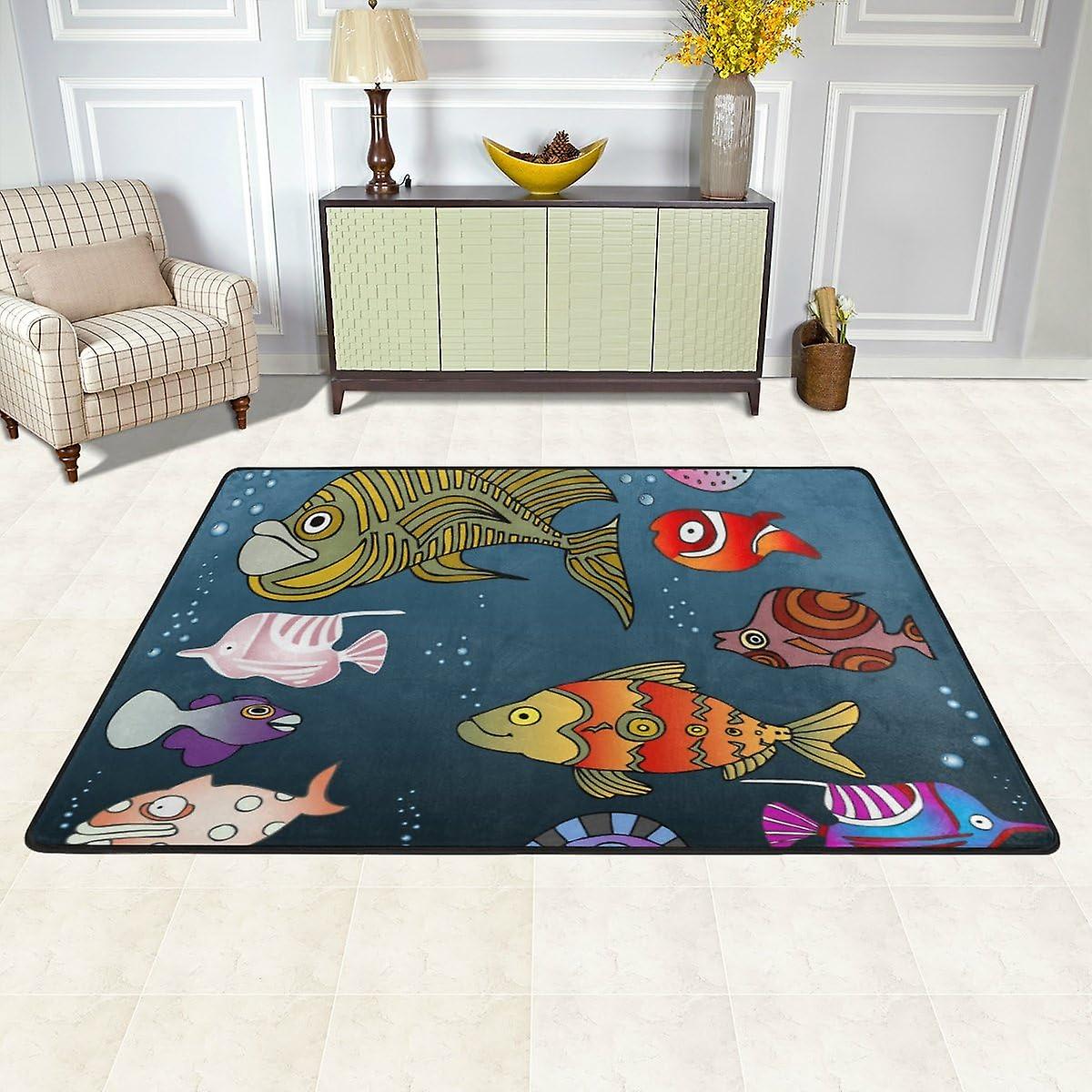 Colourlife Lightweight Carpet Mats Area Soft Rugs Floor Mat Doormat Decoration For Rooms Entrance 36 X 24 Inches Mix Fishes