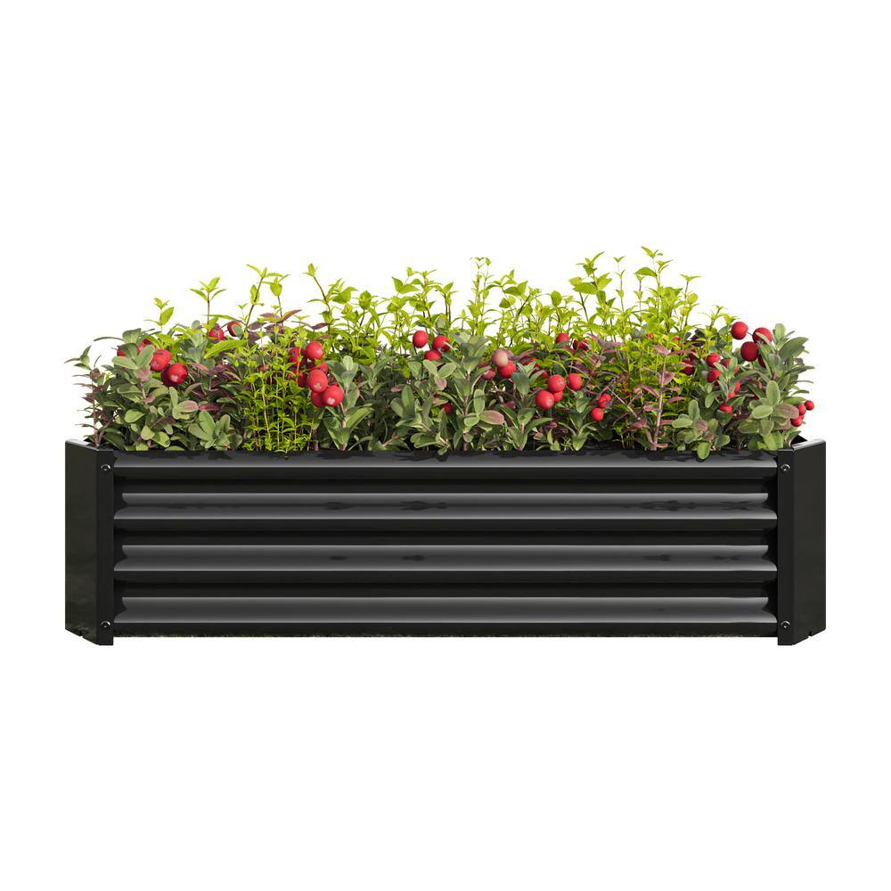 Cesicia 4 ft. x 2 ft. x 1 ft. Black Metal Outdoor Rectangle Raised Garden Bed Planter Box for Vegetables Flowers Herbs W-GXY-30