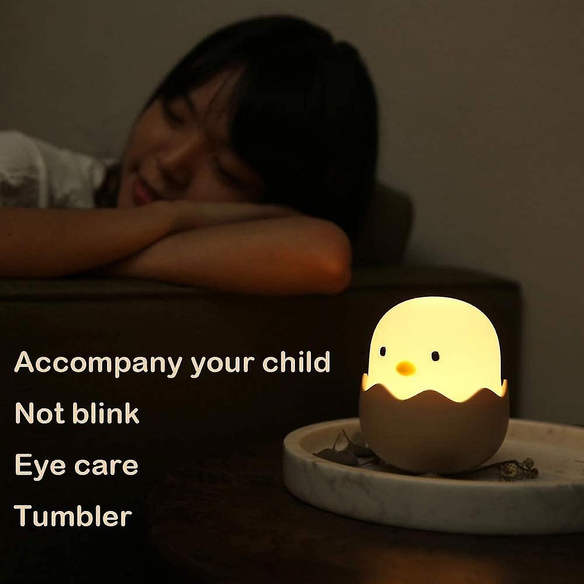 Led Kids Night Light， Cute Warm Egg Soft Silicone Baby Nursery Lamp-usb Rechargeable， Color Temperature and Brightness Adjustable Nursing Light， Tumbler