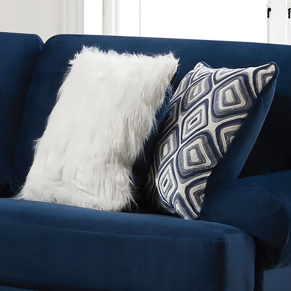 Denu Transitional Navy Microfiber Round Arms Sofa by Furniture of America