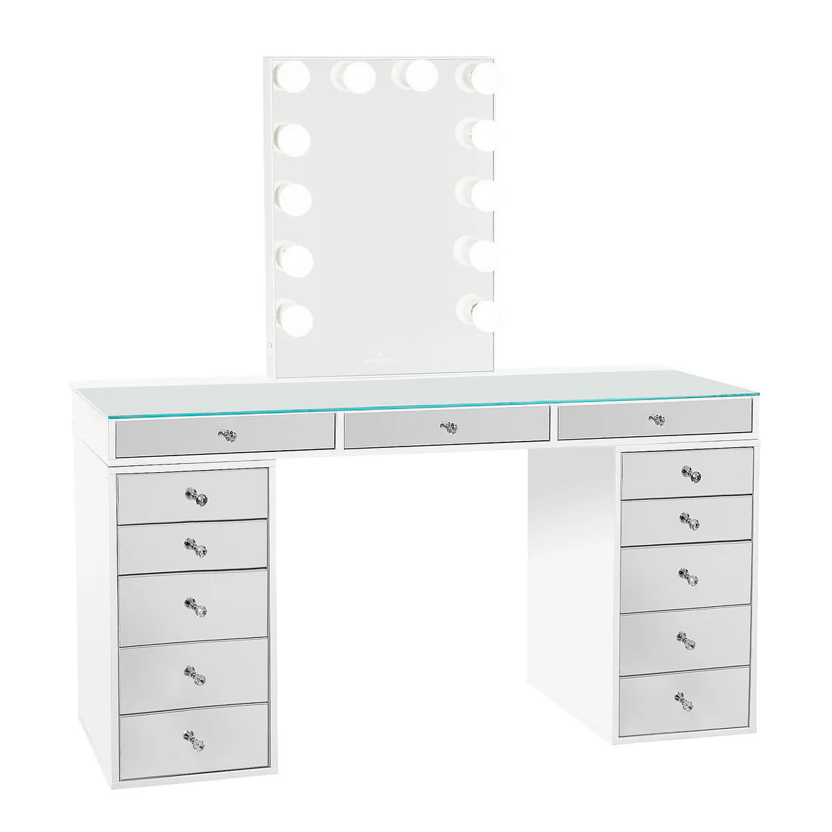 IVFT-SLAYPROV2M5DR-WHT-N | SlayStation® Pro 2.0 Mirrored Tabletop + Vanity Mirror + 5 Drawer Units Bundle