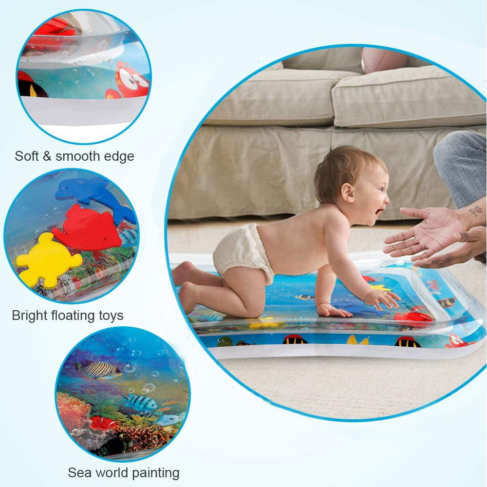 Meidong Tummy Time Baby Water Mat， Inflatable Infant Baby Toys for 3 6 12 Months，Fun Activity Center Play Mat Gift for Boy and Girl Newborn Early Sensory Development BPA-Free