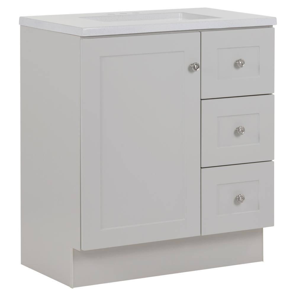 Glacier Bay Bannister 30.5 in. W x 18.75 in. D Bath Vanity in Pearl Gray with Cultured Marble Top in Colorpoint White with Sink BA30P2-PG