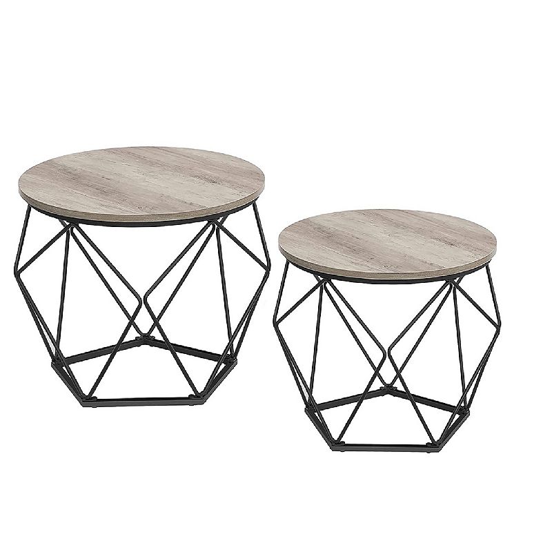 Set Of 2 Industrial Nesting Coffee Table Set