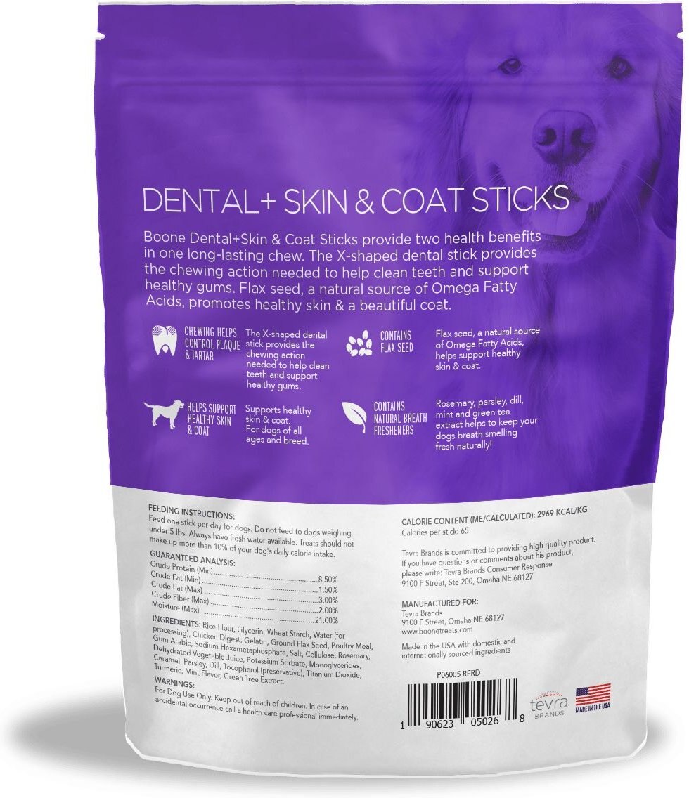 Boone Skin and Coat Chicken and Mint Flavored Dental Dog Treats