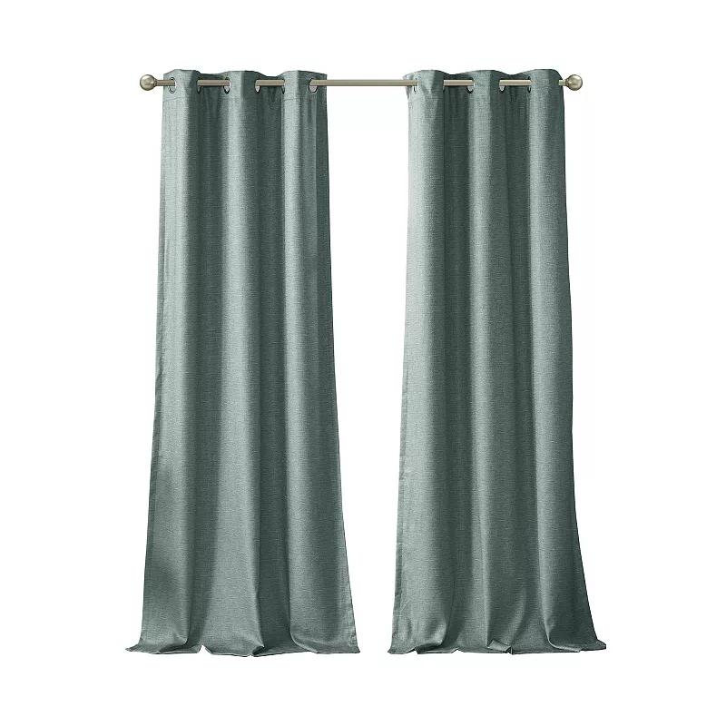 SunSmart 2-pack Leighton Tonal Printed Faux Silk 100% Blackout Window Curtain Set