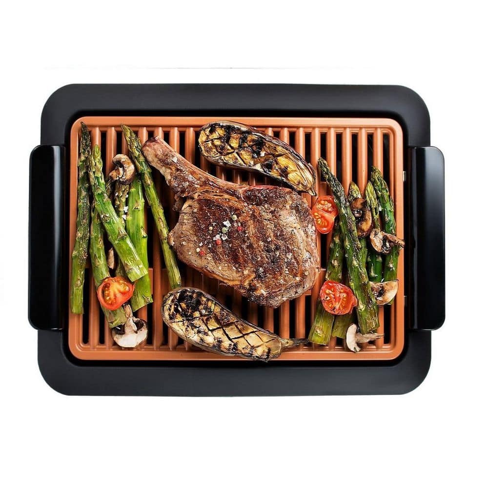 Gotham Steel 224 sq. in. Black Copper Non-Stick Ti-Ceramic Electric Smoke-less Indoor Grill 1618