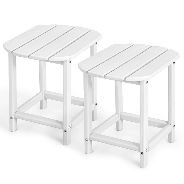 Costway 2pcs 18 x27 x27 Patio Adirondack Side Table Weather Resistant Garden Yard White