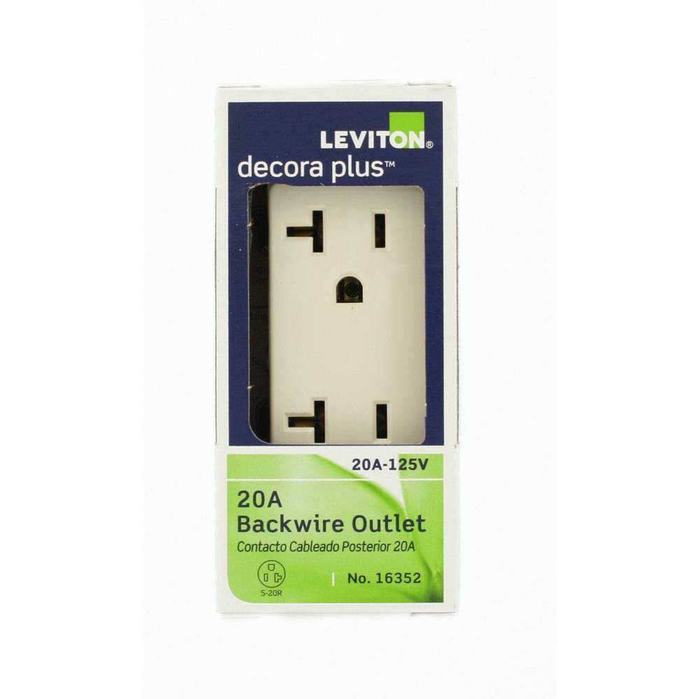 Leviton Decora Plus 20 Amp Industrial Grade Duplex Outlet Light Almond R86-16352-0TS