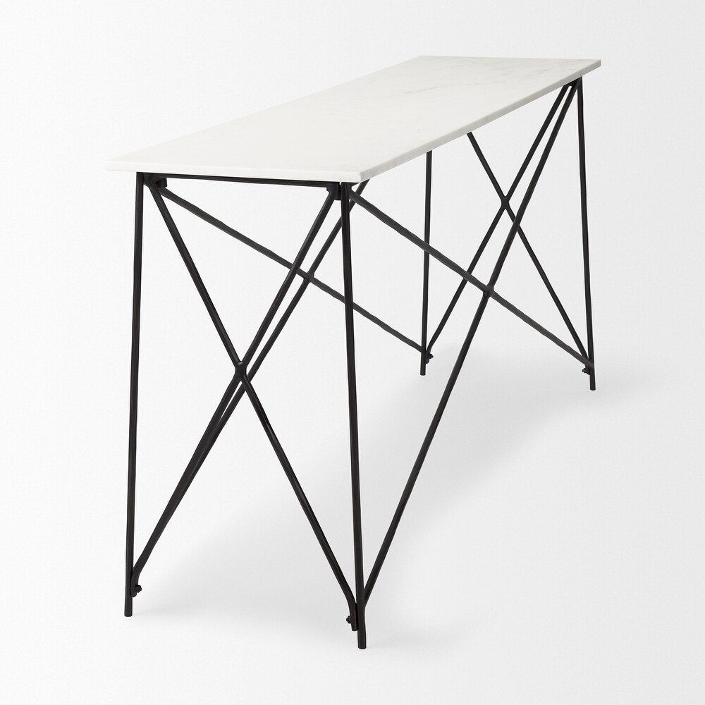 Lorlei Marble Top w/ Black Iron Base Console Table