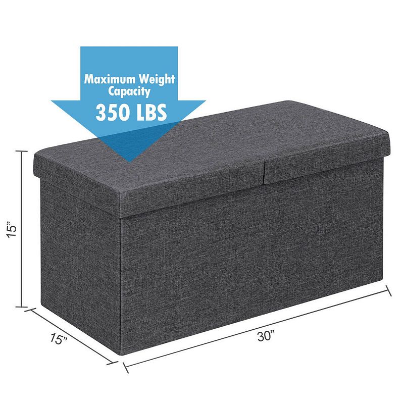 30 Inch Folding Storage Ottoman with Lift Top