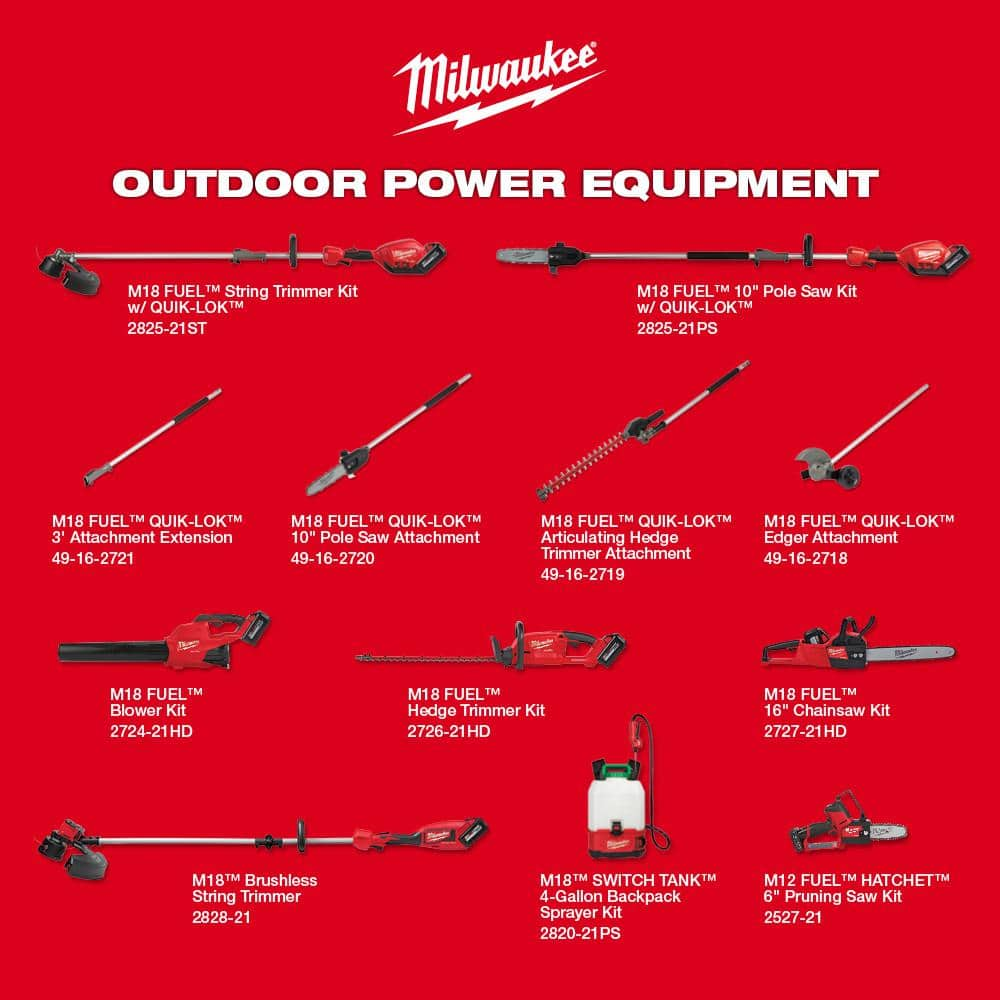 Milwaukee M18 18V Lithium-Ion Brushless Cordless String Trimmer Kit with 6.0 Ah Battery and Charger 2828-21