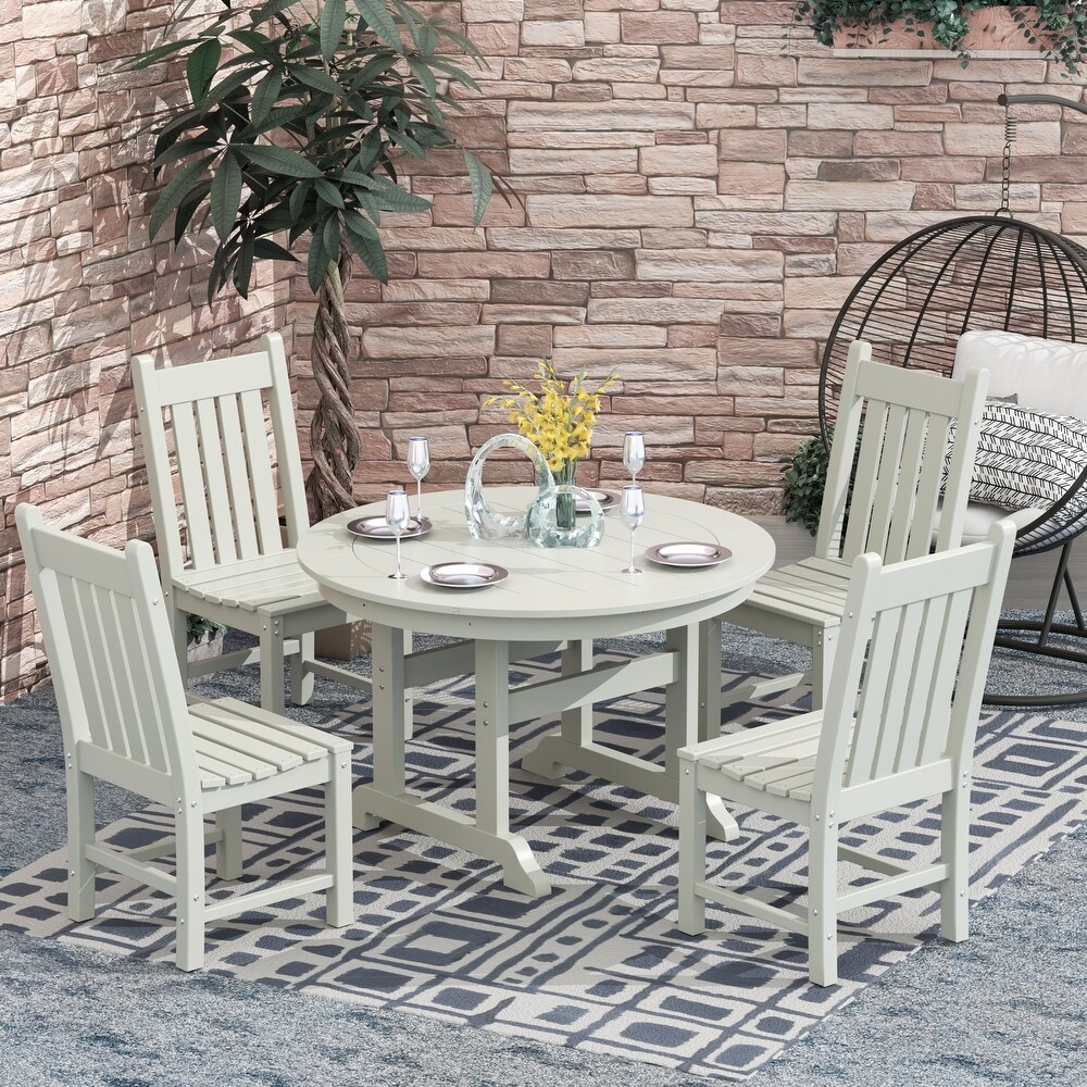 Laguna 5 Piece Round Poly Eco Friendly  Weather Outdoor Dining Set