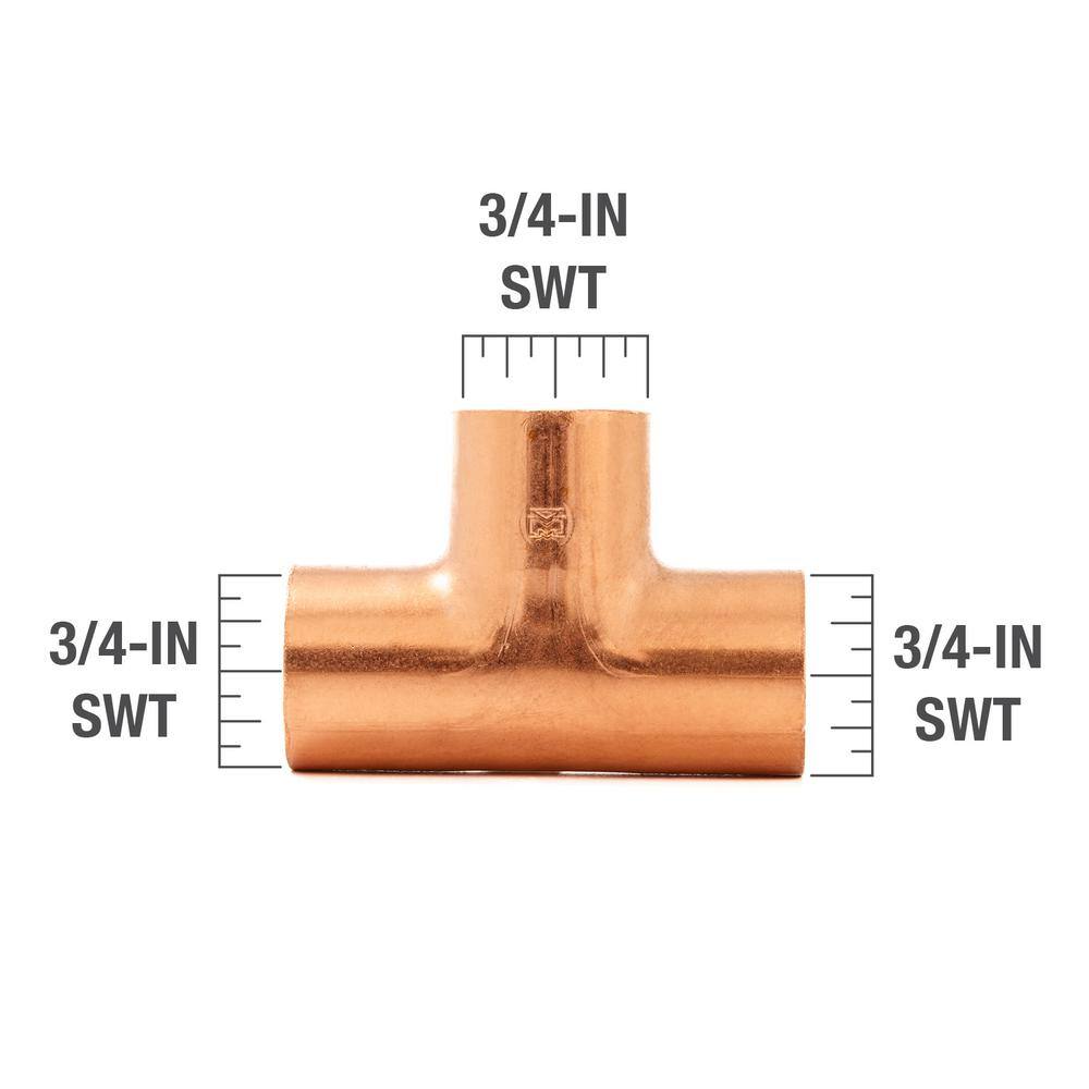 Everbilt 34 in. Copper Pressure Cup x Cup x Cup Tee Fitting W 04031EB