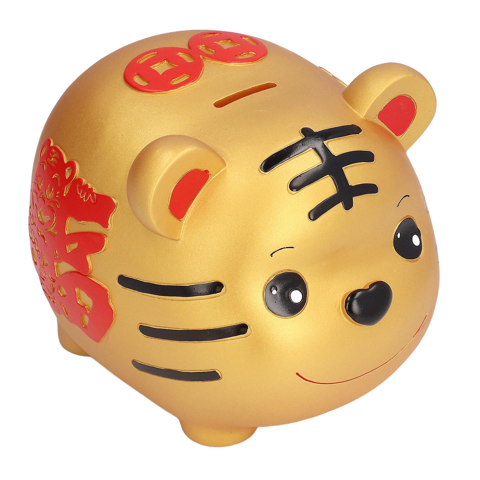 Coin Bank Cute Cartoon Tiger Shape Hand Painted Piggy Bank For Children Gift Home Decoration Coins Storagemiddle Black