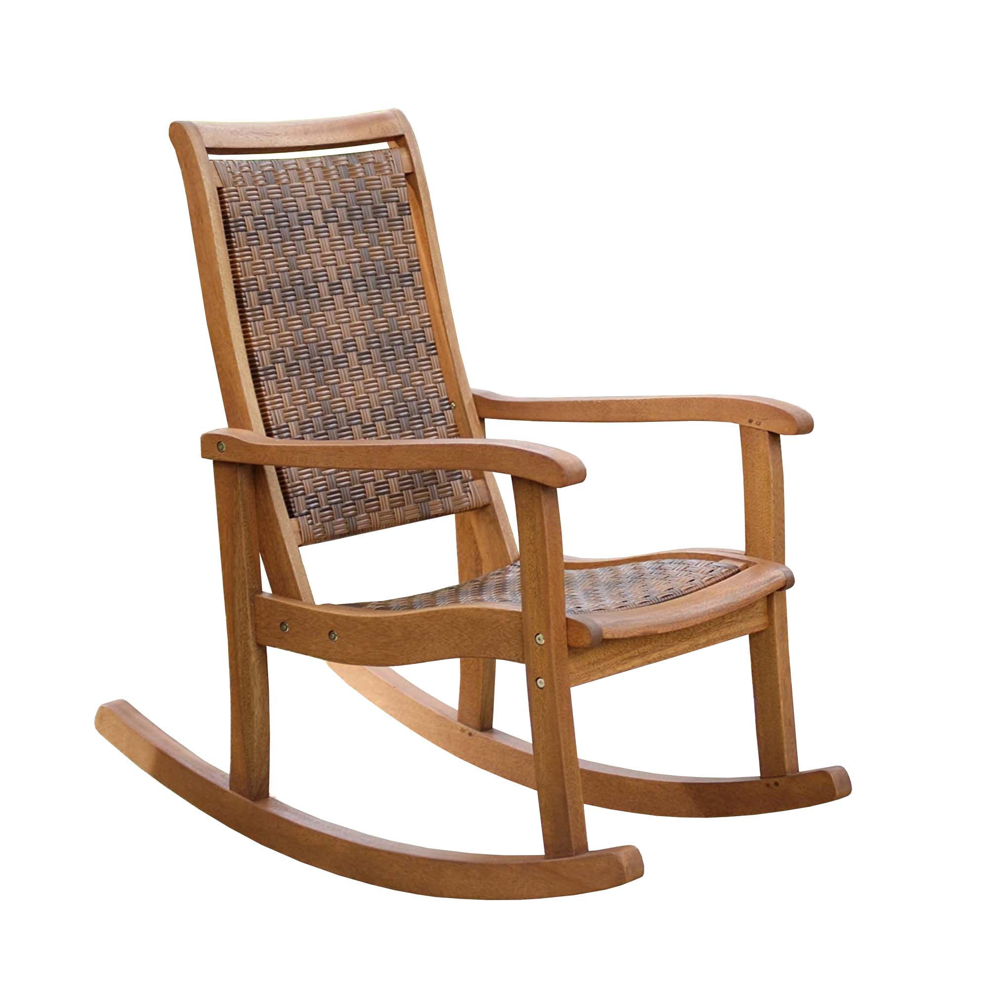 Outdoor Interiors All Weather Wicker Mocha and Eucalyptus Rocking Chair