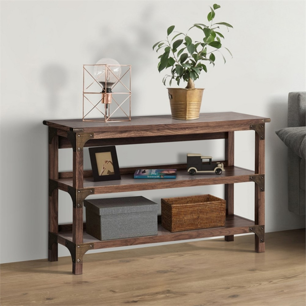 Saint Birch Logan Contemporary Wood Console Table in Walnut   Industrial   Console Tables   by Homesquare  Houzz