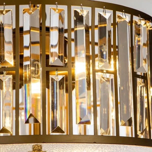 4 Light Modern Gold Lantern Drum Shade Crystal Chandelier Shopping - The Best Deals on Chandeliers