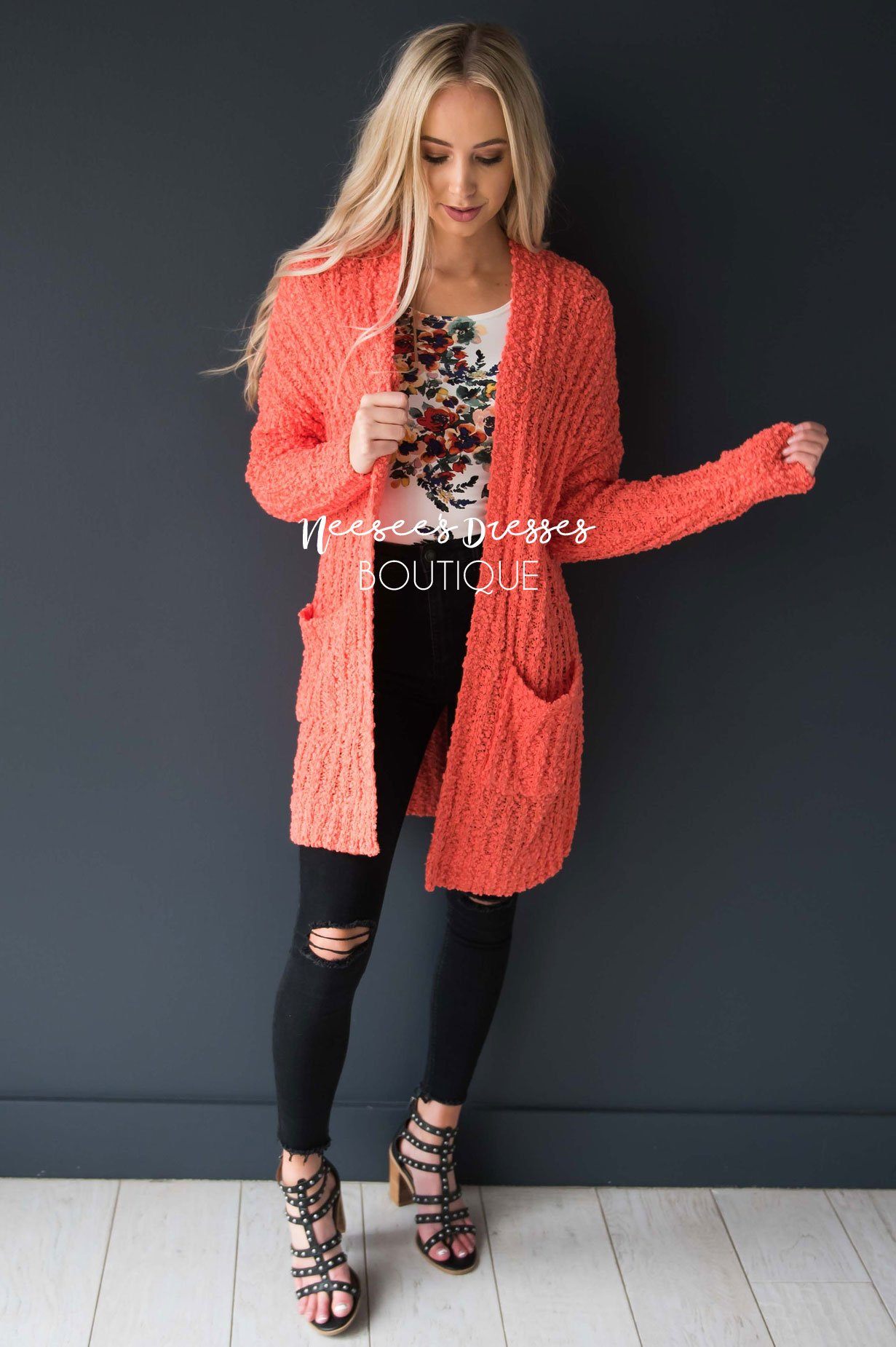 Popcorn Knit Oversized Cardigan