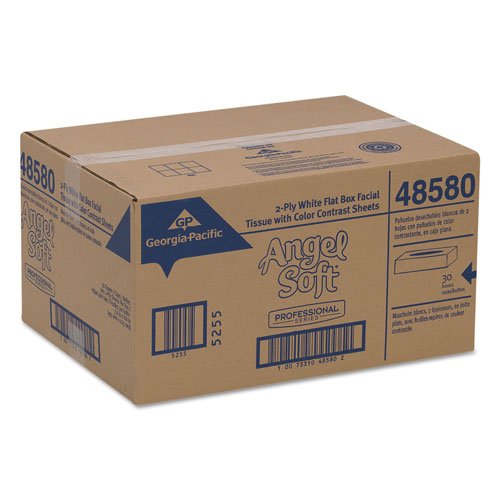 Georgia Pacific Angel Soft Professional Seriesandreg; Premium 2-Ply Facial Tissue | Flat Box， 48580， 100 Sheets