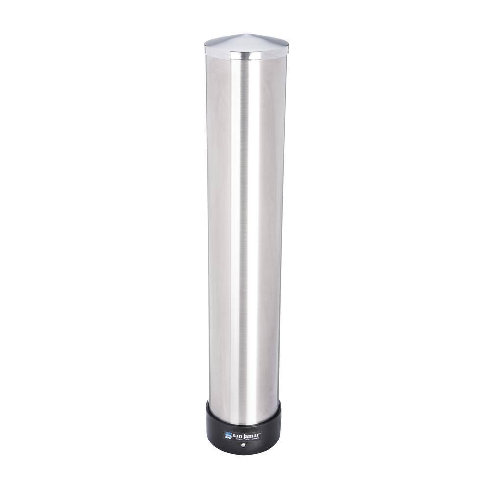 San Jamar Stainless Steel Large Water Cup Dispenser with Removable Cap for 12 to 24 oz. Cups SJMC3400P