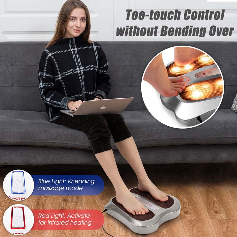 3-in-1 Electric Foot Massager, Foot Back Leg Kneading Shiatsu Massage Machine, Foot Warmer with Infrared Heating & 18 Massage Nodes