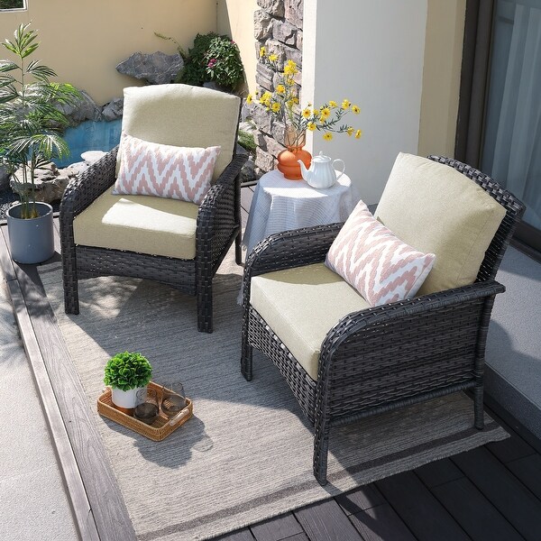 HOOOWOOO Outdoor 2piece Patio Furniture Wicker Chair Set