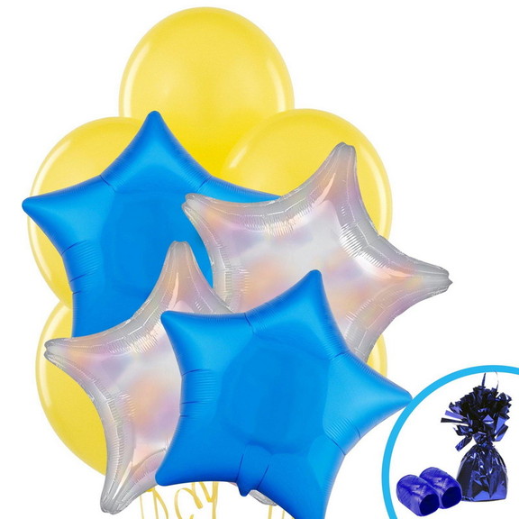 BIRTH9999 259048 Silver Dazzler   Blue Star Balloo...