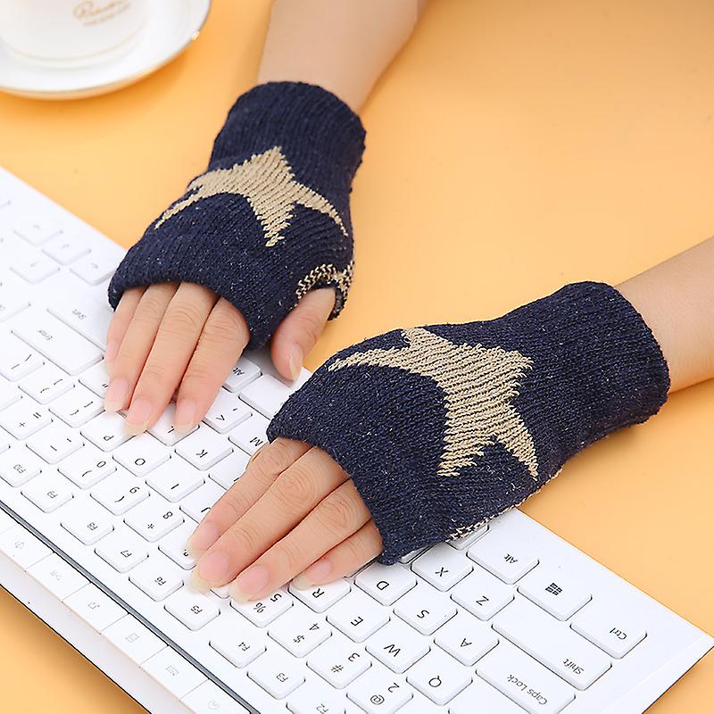 Winter Touch Screen Gloves Women Men Warm Stretch Knit Mittens Imitation Wool Half Finger Fingerless Gloves