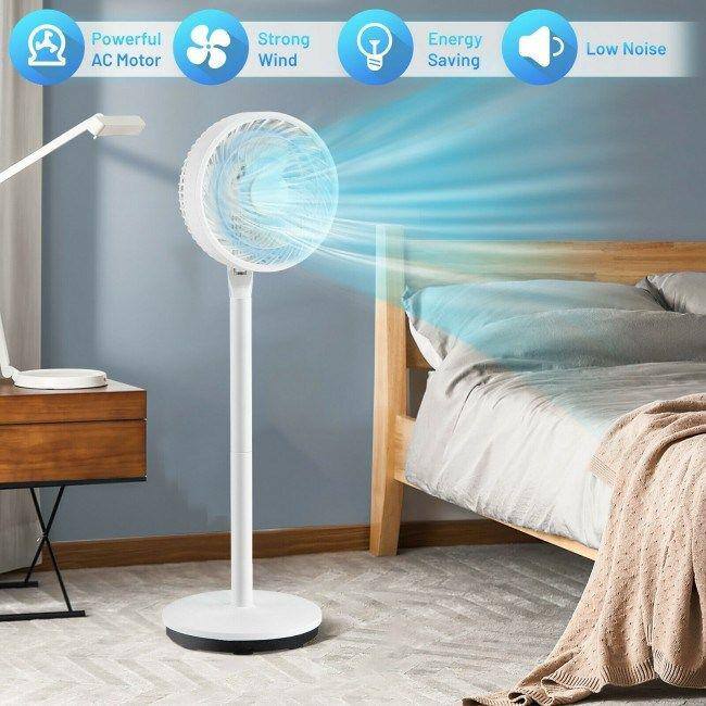 Aoibox 9 Inch 3 Speed Pedestal Fan in White with Remote Control Timer Adjustable Height 85Oscillation 90Head Rotation SNSA05FN006