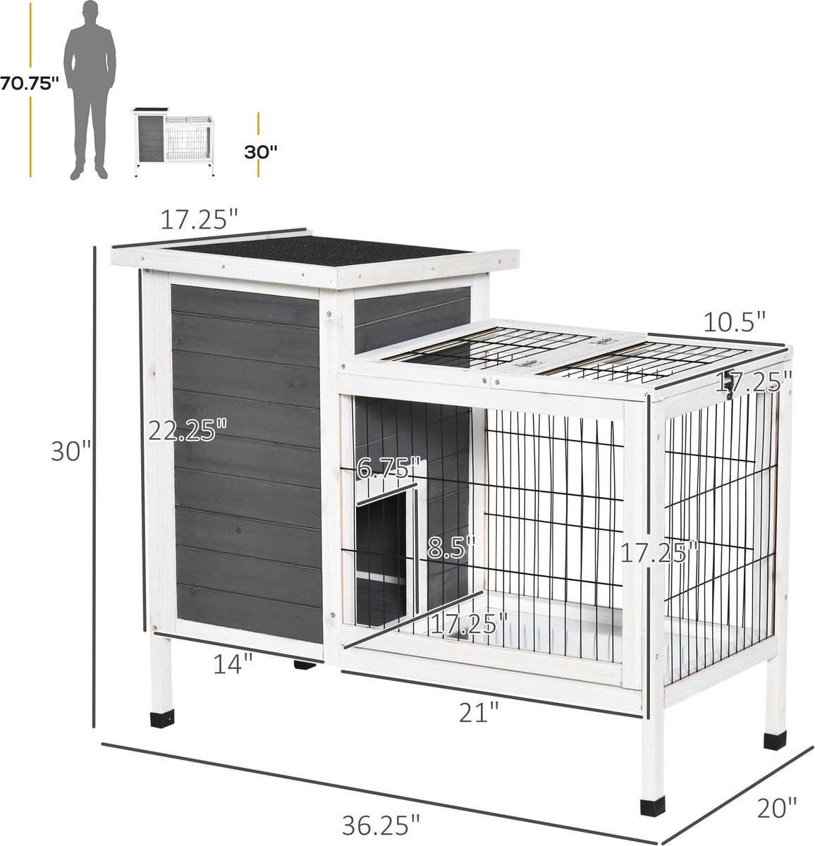 PawHut Wooden Outdoor Rabbit Hutch