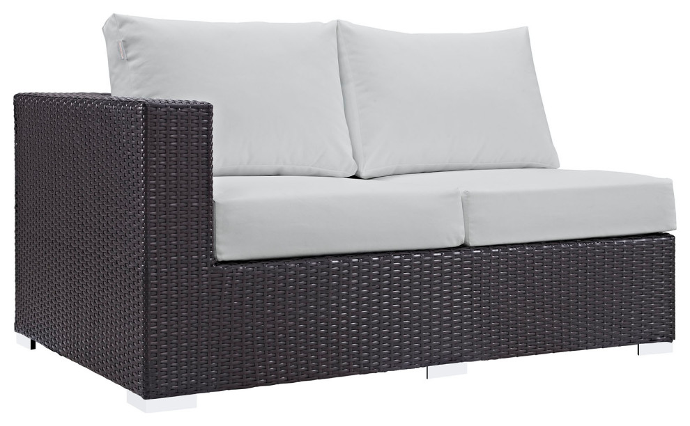 Modway Convene Outdoor Left Arm Loveseat  Espresso  Beige   Contemporary   Loveseats   by Uber Bazaar  Houzz