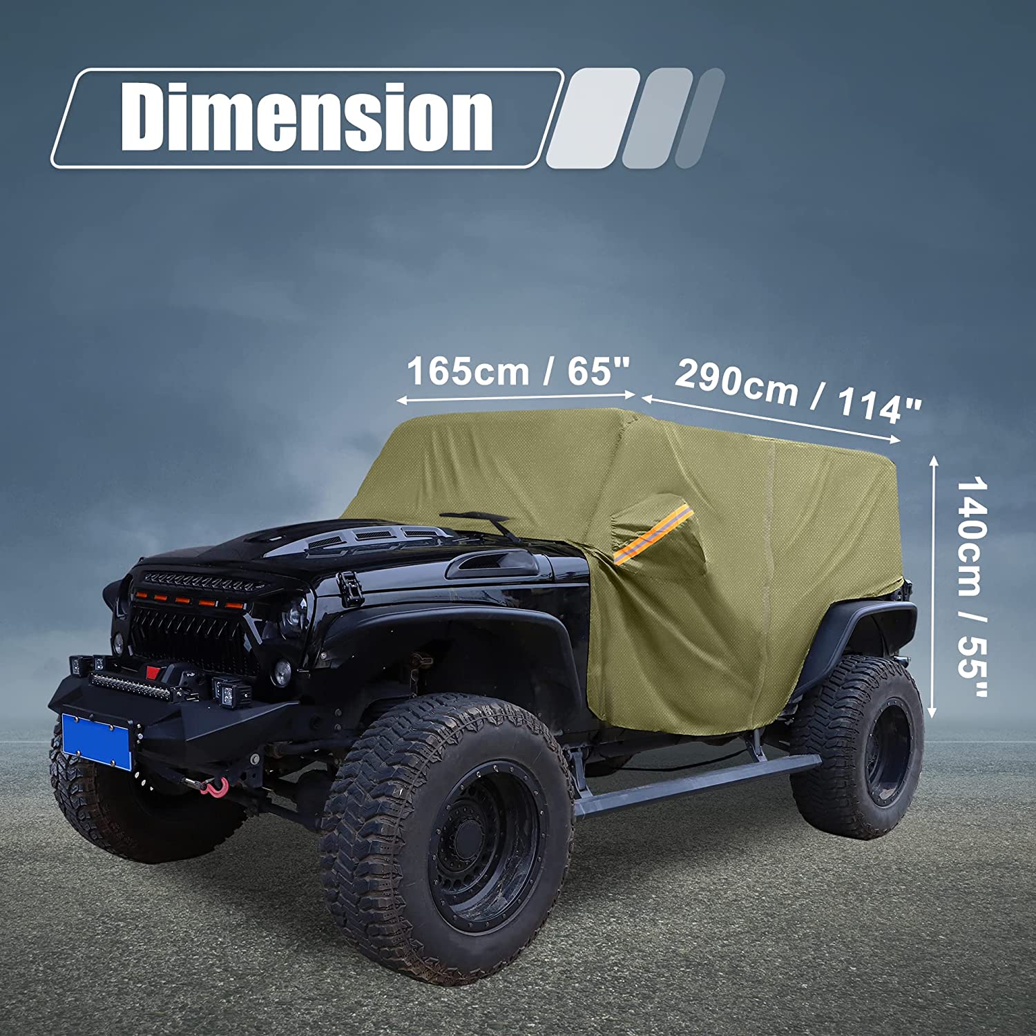 Unique Bargains SUV Cab Car Cover for Jeep Wrangler JK JL Hardtop 4 Door 07-21 Sun Protection 210D Oxford Zipper Green