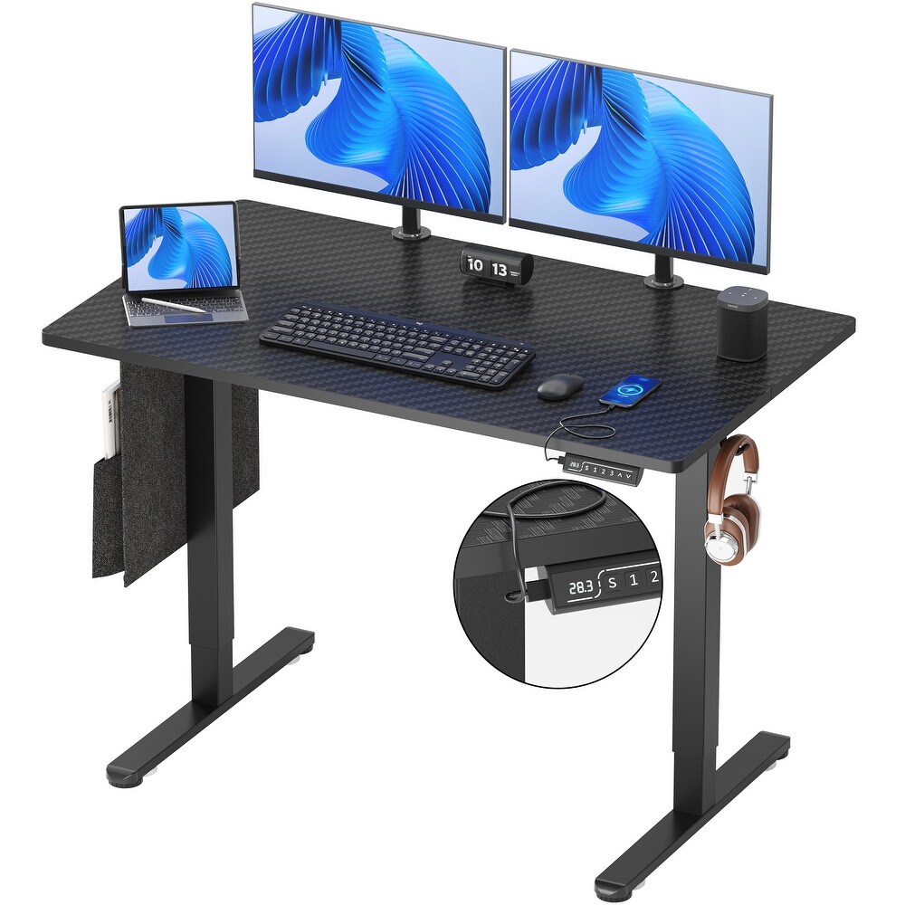 Standing Desk Office Desk Adjustable Electric Computer Desk with USB Port   Side Pocket