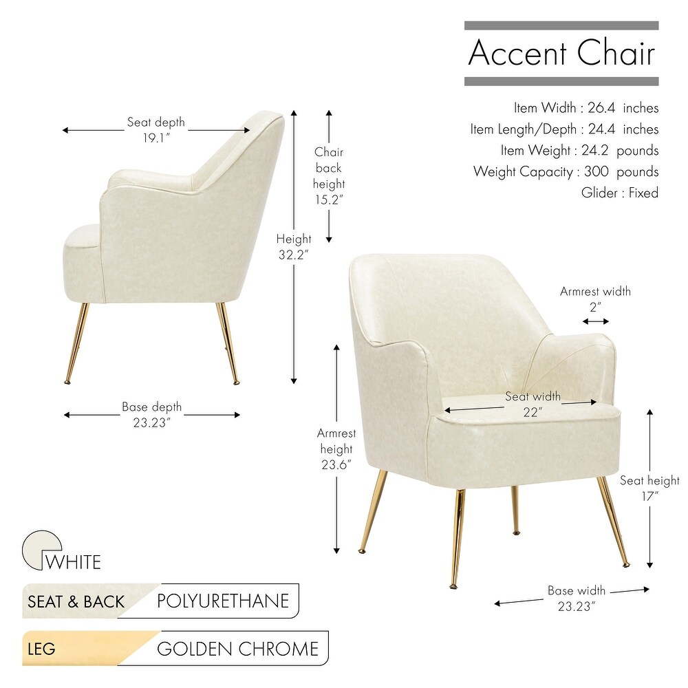 Porthos Home Dayo Accent Chair  PU Leather Upholstery  Gold Legs