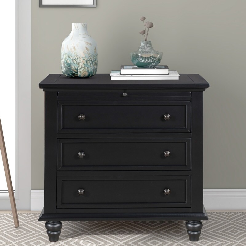 3 Drawer Storage Wood Cabinet Nightstand with Pull out Tray