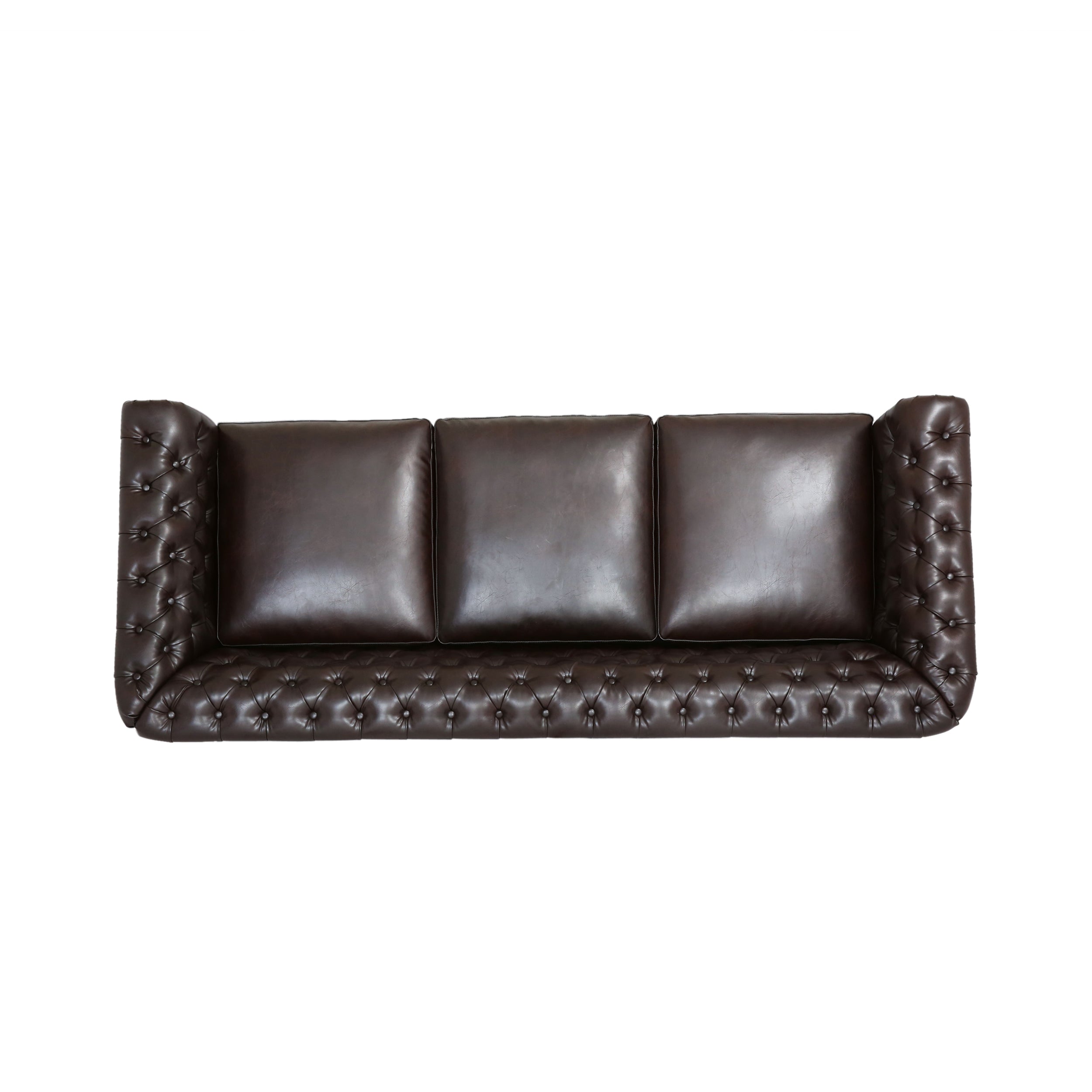 Vita Chesterfield Tufted Leather Sofa with Scroll Arms