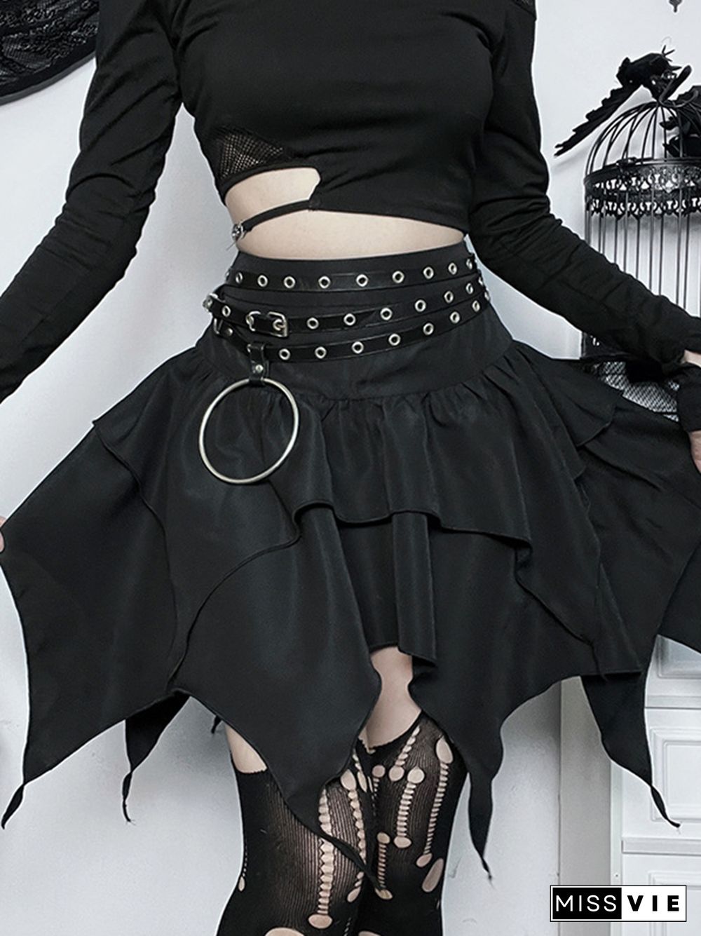 Layered Irregular Hem Mini Skirt