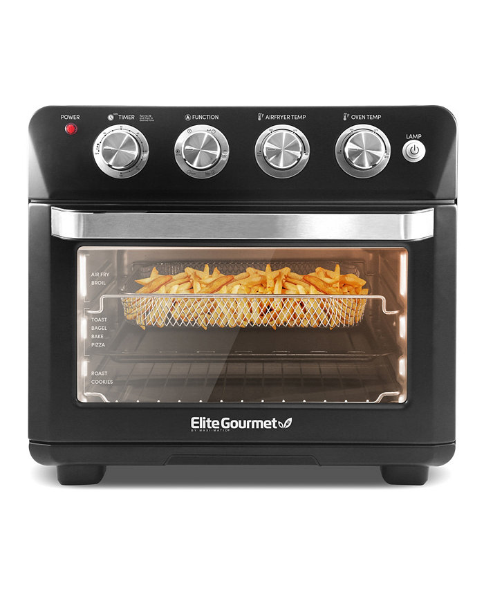 Elite Gourmet 26.5Qt. Air Fryer Convection Oven XL Capacity 12 Pizza Adjustable Timer and Temperature Controls