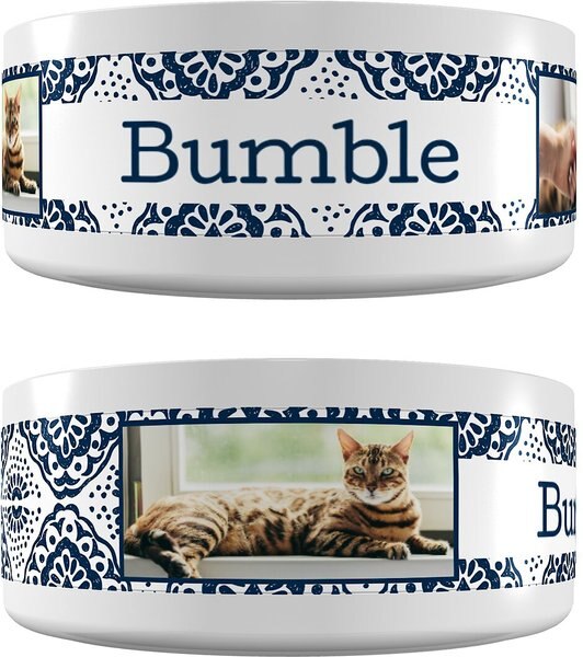 Frisco Boho Damask Ceramic Personalized Dog and Cat Bowl