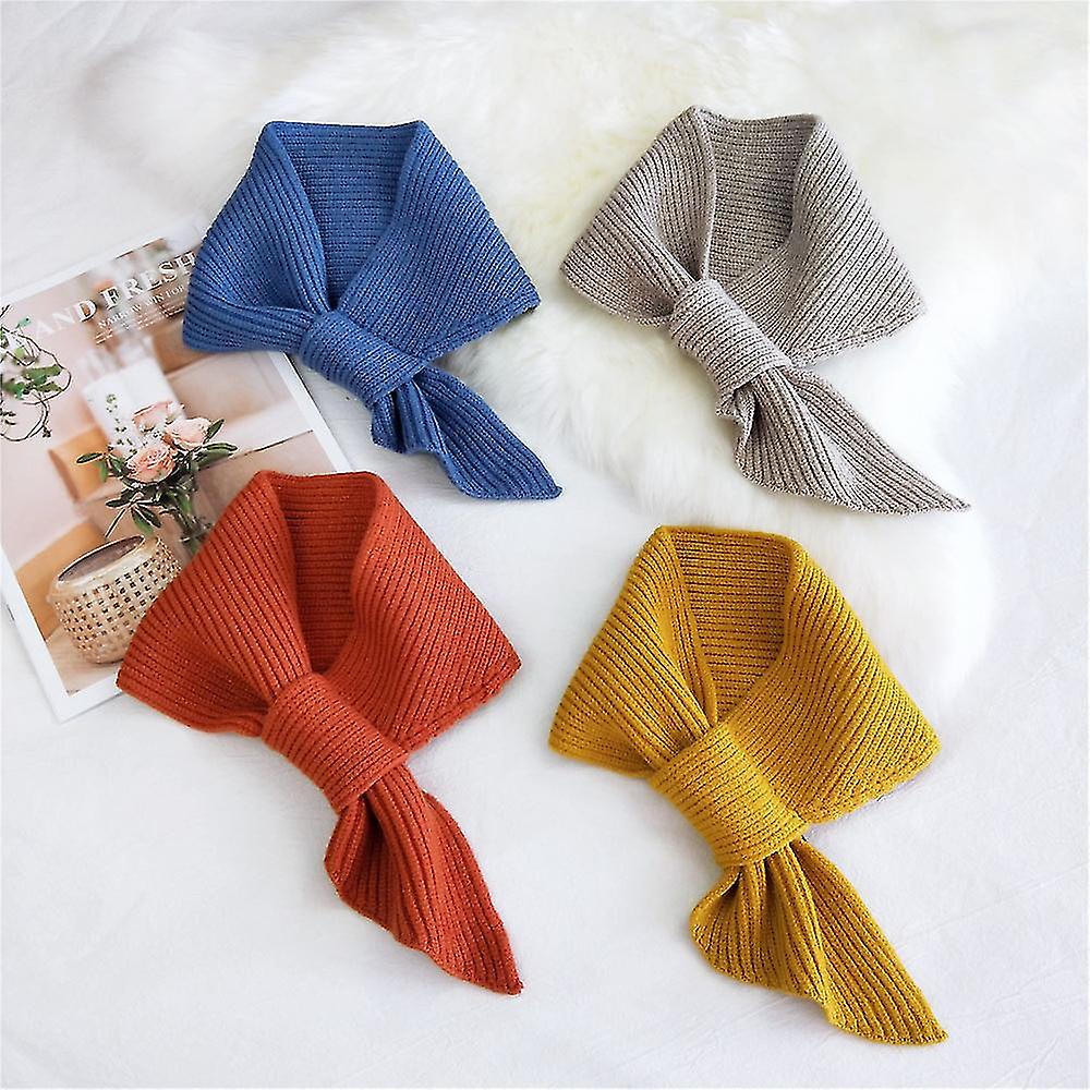 Women's Winter Scarf - Winter Women Solid Female Short Cross Cashmere Knitting Scarf Winter Women Solid Color Elastic Soft False Collar Neck Guard Fas