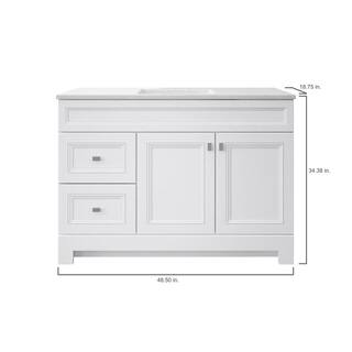 Home Decorators Collection Sedgewood 48.5 in. W x 18.8 in. D x 34.4 in. H Freestanding Bath Vanity in White with Arctic Solid Surface Top PPLNKWHT48D