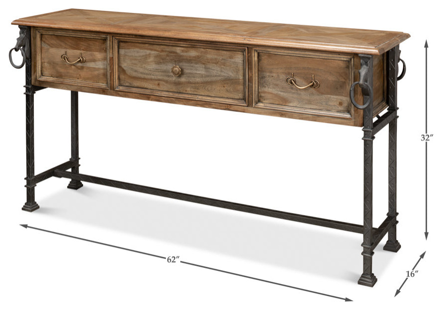 Game Of Thornes Console Table With Drawers Antique Finish   Traditional   Console Tables   by Sideboards and Things  Houzz