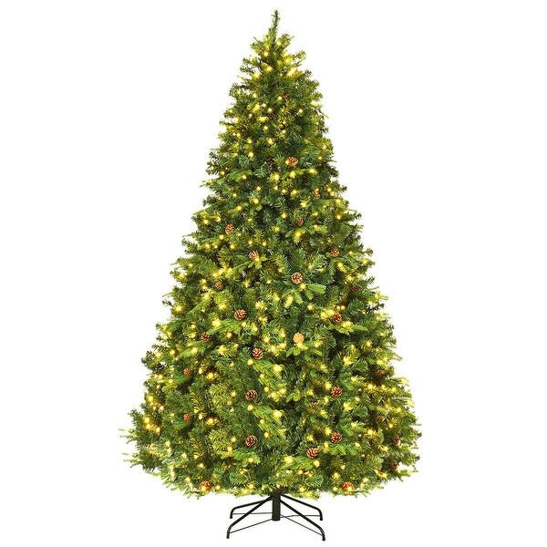 Gymax PreLit 8' Premium Spruce Artificial Christmas Tree Hinged 660