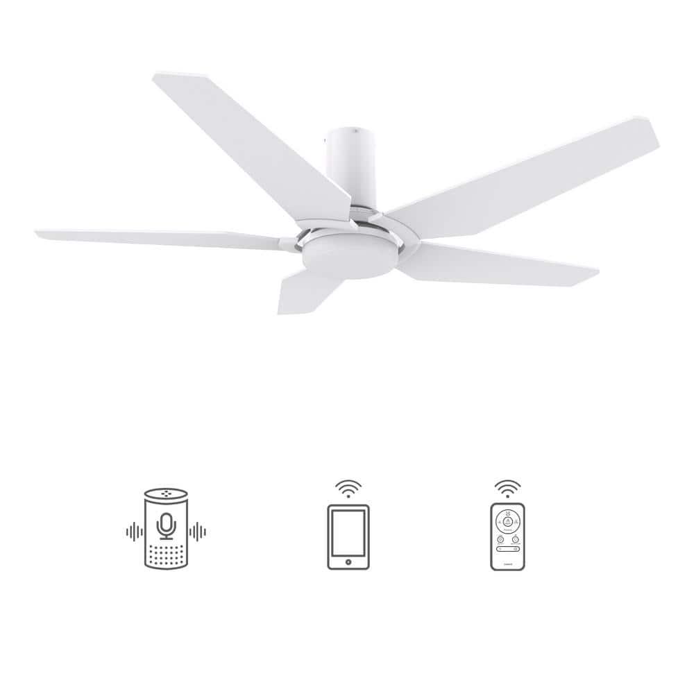 CARRO Voyager 48 in Dimmable LED IndoorOutdoor White Smart Ceiling Fan with Light and Remote Works with AlexaGoogle Home