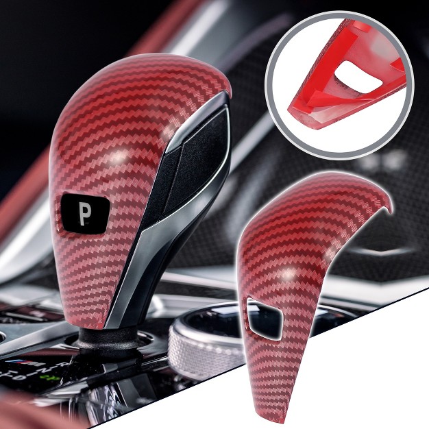 Unique Bargains Car Gear Shift Knob Cover Sticker For Bmw 3 Series 2019 2020 Red 1pc